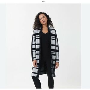 Joseph Ribkoff Jacquard Knit Black And Grey Cover-up Style 223968, Size Large